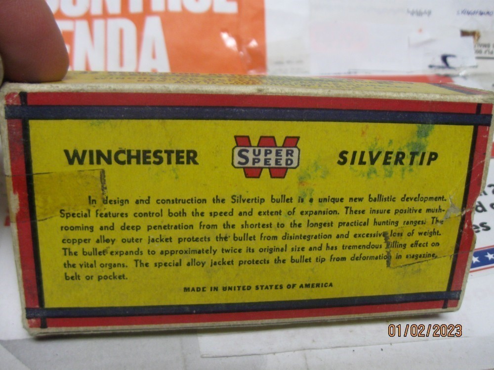 Exc Scarce Winchester BEAR Box 32 Remington 170gr SuperSpeed SILVERTIP Ammo-img-3