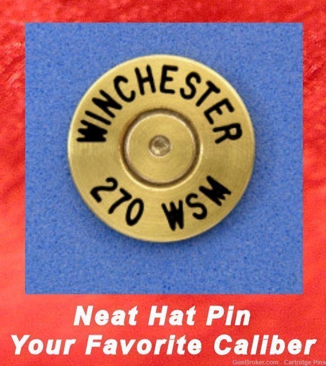 Winchester  270 WSM  Brass  Cartridge Hat Pin  Tie Tac  Ammo Bullet-img-0