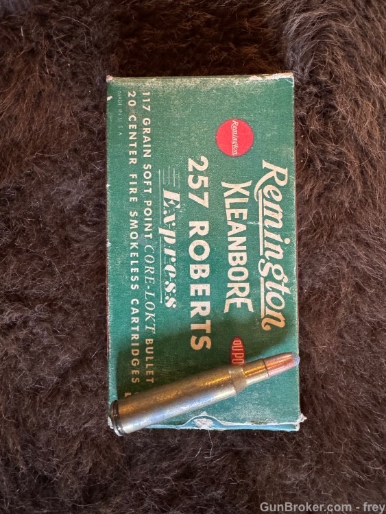 257 Roberts 117 Gr. Remington Kleanbore Vintage Box & Ammo 20Ct V.G -img-2