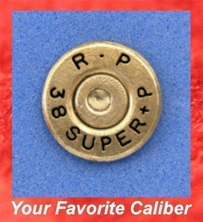 Remington R-P 38 SUPER +P  Nickel Cartridge Hat Pin  Tie Tac  Ammo Bullet-img-0