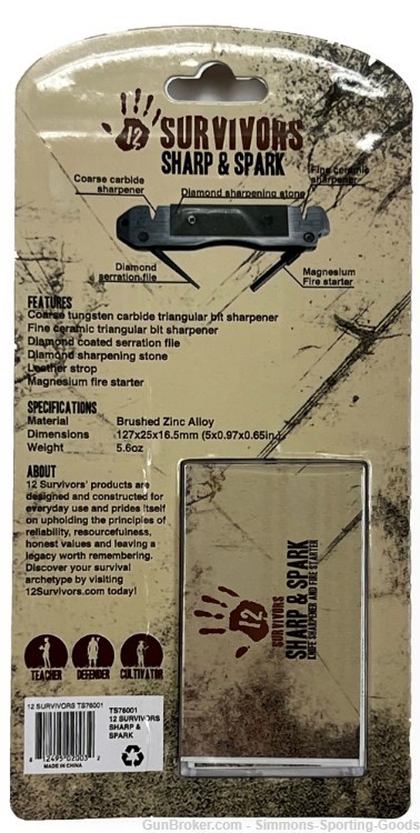 Survivors Sharp & Spark (TS76001) Knife Sharpener / Fire Starter  - Qty. 4-img-1