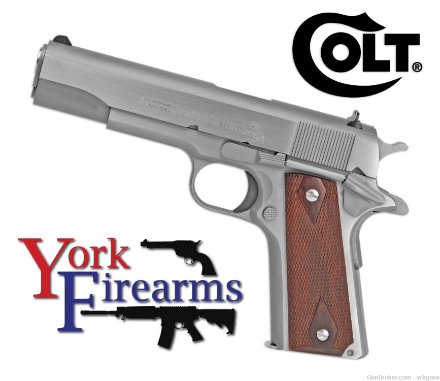 Colt 1911 Classic Government 45ACP Stainless 5" 7rd Handgun NEW O1911C-SS-img-0