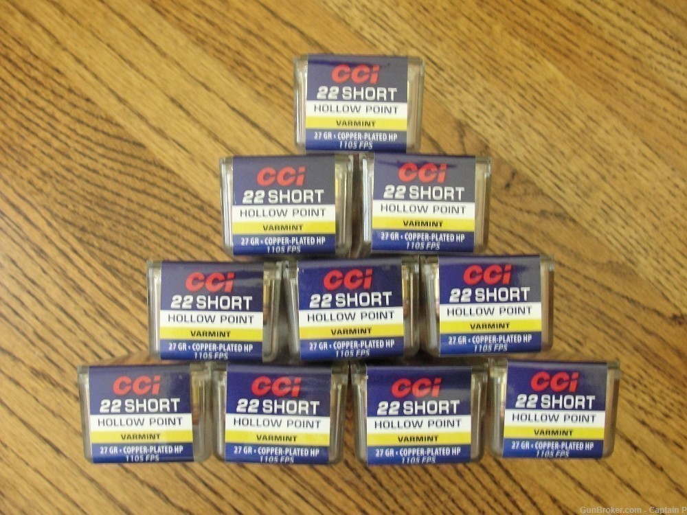 1000 Rounds of CCI 22 Short Hollow Point Ammo - 27 Grain - 1105 FPS-img-0