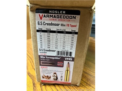 Nosler 6.5 Creedmoor 90Grain Varmageddon Tipped 200 Round Case #65175