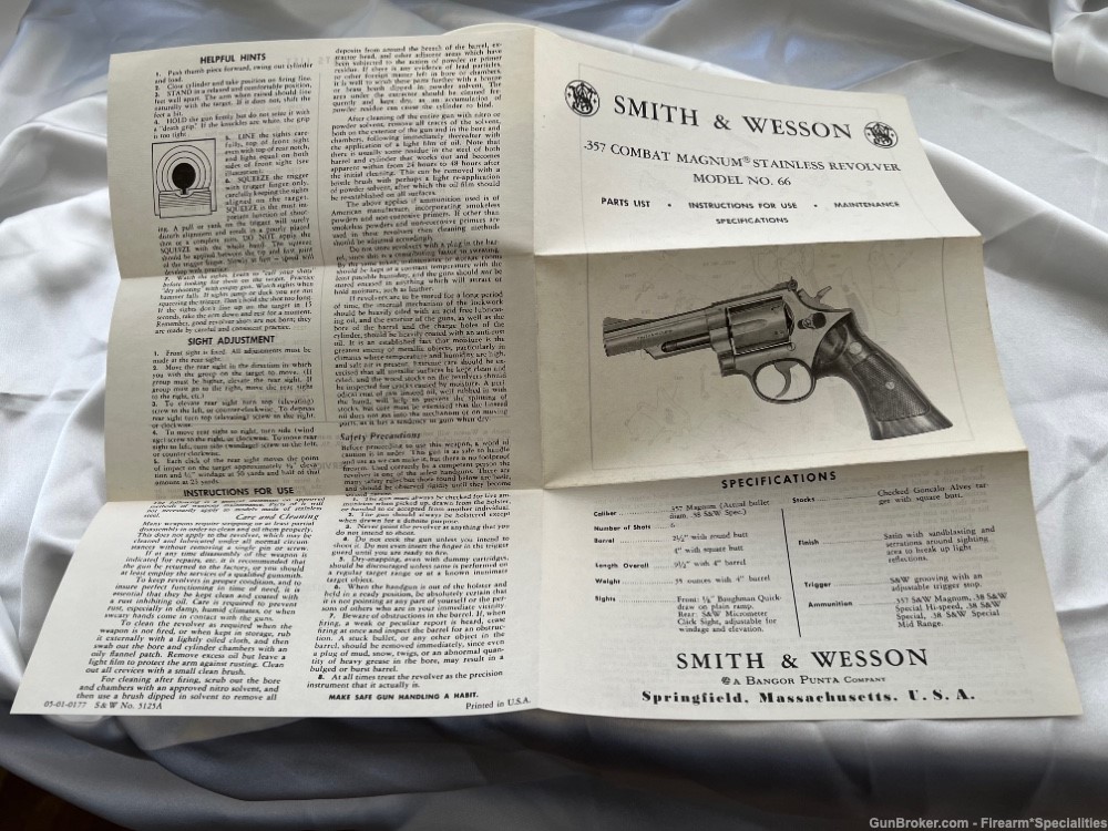 SMITH & WESSON VINTAGE  MODEL 66 COMBAT MAGNUM FACTORY BOX  FULL DOCUMENTS -img-12