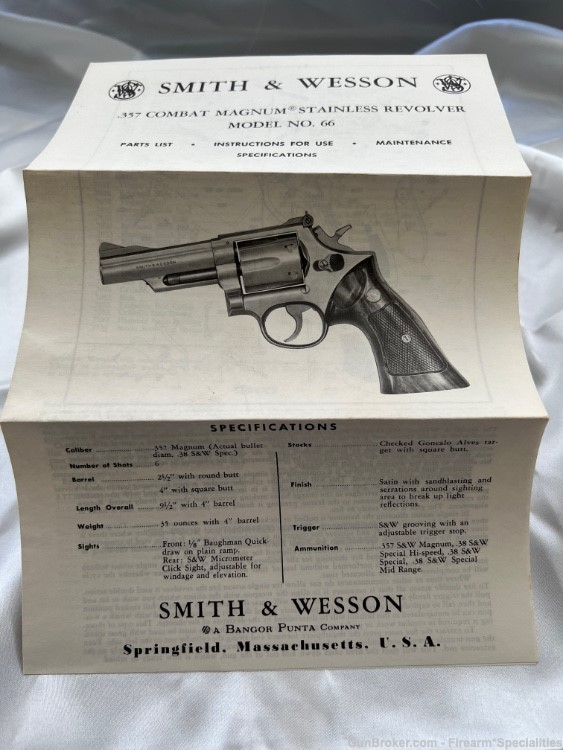SMITH & WESSON VINTAGE  MODEL 66 COMBAT MAGNUM FACTORY BOX  FULL DOCUMENTS -img-10