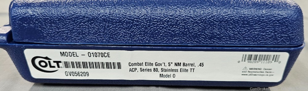 Colt 1911 Combat Elite Government 45ACP 5" 8RD O1070CE G10 Match NO CC FEE!-img-3