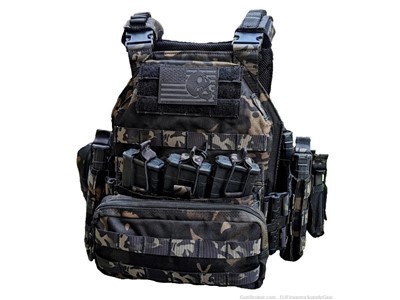  1000D Nylon Quick Release 10x12 Molle Plate Carrier w Pouches 