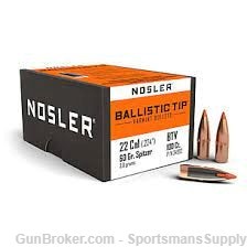 100CNT Nosler Ballistic Tip .22Cal 60gr BTV Spitzer RELOADING BULLETS ONLY!-img-0