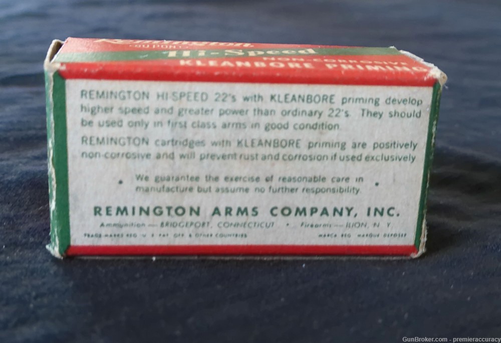 Vintage Remington Hi-Speed Kleanbore 22 Long Rifle Cartridges (50)-img-1
