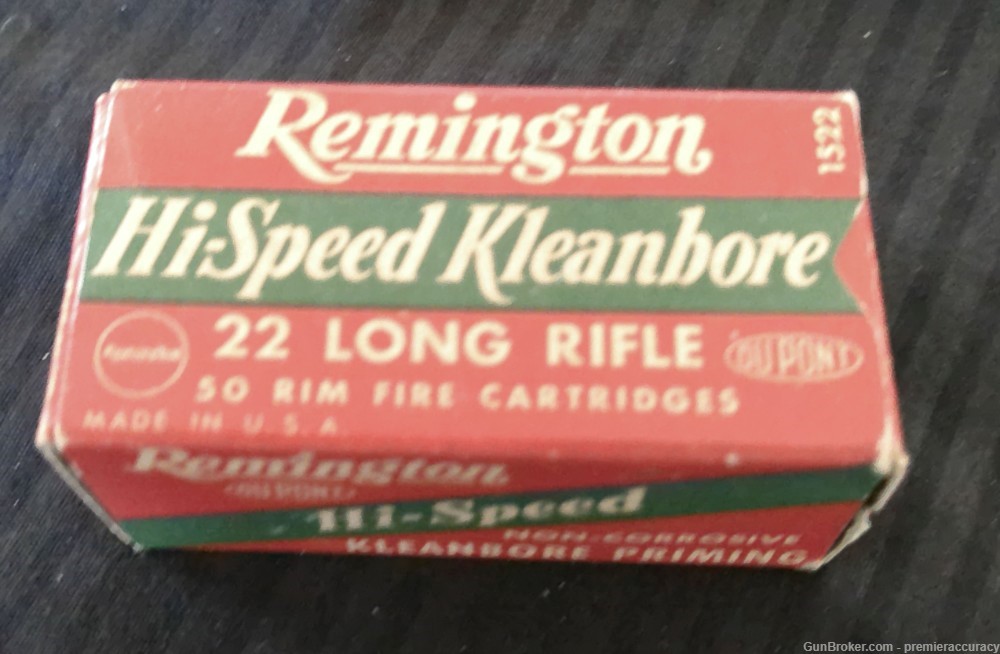 Vintage Remington Hi-Speed Kleanbore 22 Long Rifle Cartridges (50)-img-0