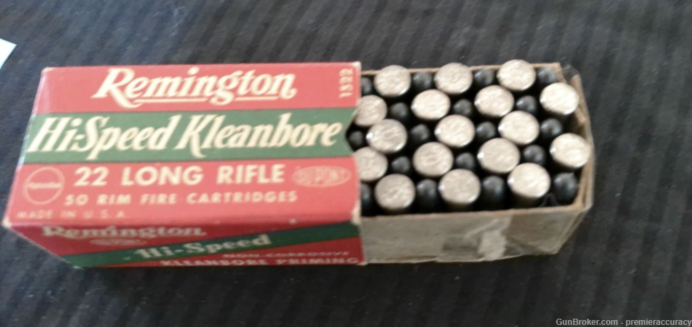 Vintage Remington Hi-Speed Kleanbore 22 Long Rifle Cartridges (50)-img-3