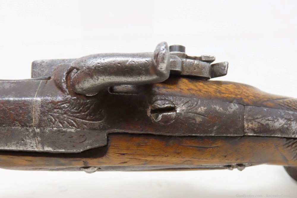 Engraved PATILLA MIQUELET Flintlock “Militia” Belt/Holster Pistol EUROPEAN -img-8