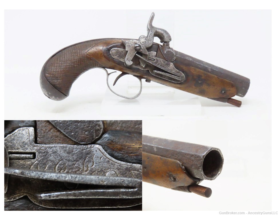 Engraved PATILLA MIQUELET Flintlock “Militia” Belt/Holster Pistol EUROPEAN -img-0