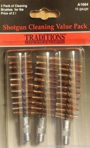 Traditions 16 Gauge Shotgun Bronze Bristle Brush Value Pack of 3 # A1684 -img-0