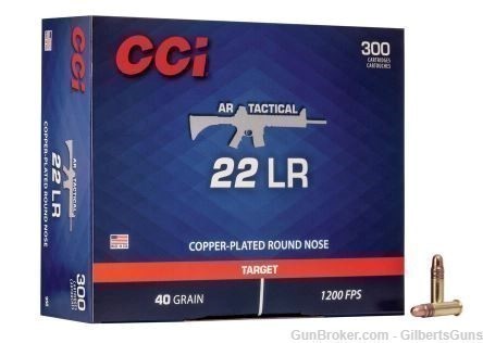 CCI AR Tactical 22LR 40 Grain Copper RN Ammunition 956 300 Rounds-img-0