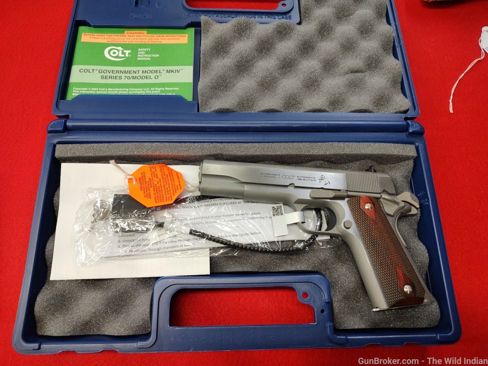 Colt Mfg O1911CSS38 1911 Government 38 Super 9+1 5" Stainless National Matc-img-0