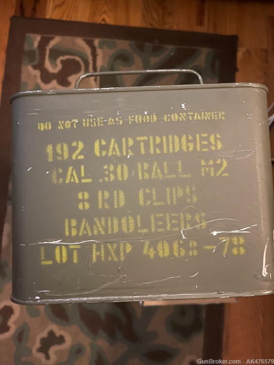 192 Rounds HXP .30-06 M2 150gr FMJ Garand Ammo on Clips in Sealed Spam Can-img-0