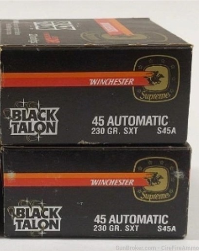 45 acp Winchester Black Talon Supreme .45 Auto 20 round Boxes 8 available -img-3