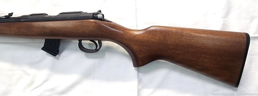 CZ 452 ZKM Scout 22LR, 16" Barrel Blued, Wood Stock 4-mags and Bag-img-3