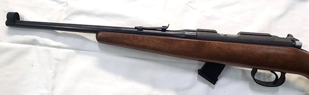 CZ 452 ZKM Scout 22LR, 16" Barrel Blued, Wood Stock 4-mags and Bag-img-4
