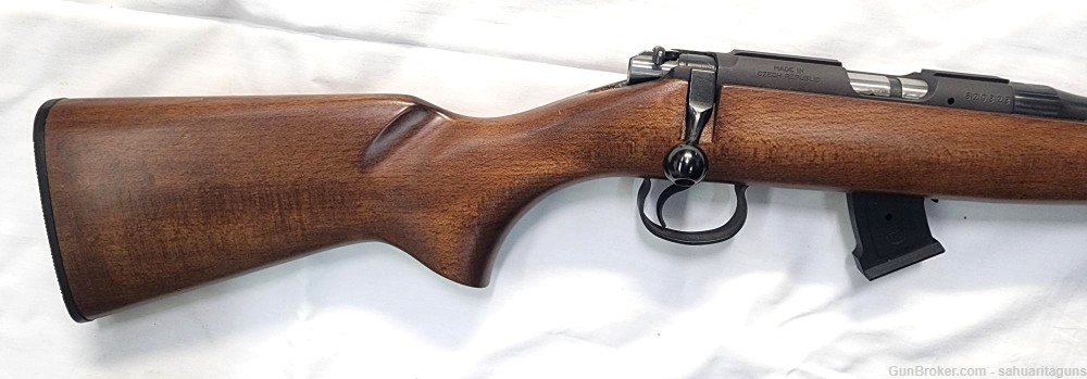CZ 452 ZKM Scout 22LR, 16" Barrel Blued, Wood Stock 4-mags and Bag-img-2