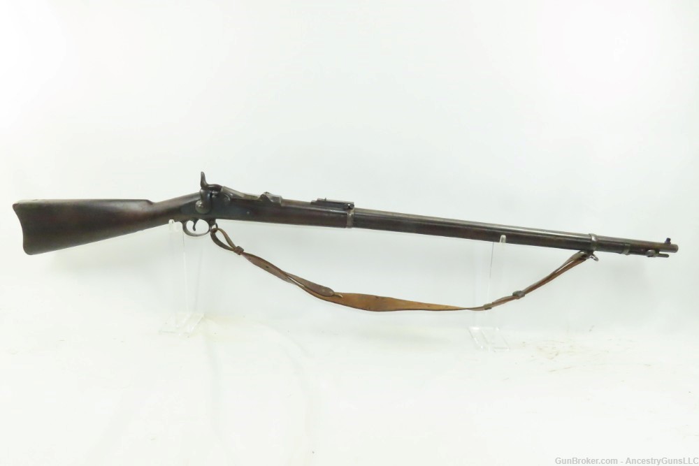 Antique U.S. SPRINGFIELD M1888 “Trapdoor” Rifle RAMROD BAYONET & RIA SLING -img-1