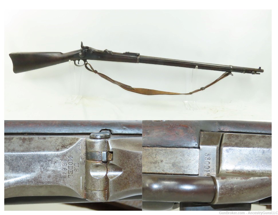 Antique U.S. SPRINGFIELD M1888 “Trapdoor” Rifle RAMROD BAYONET & RIA SLING -img-0