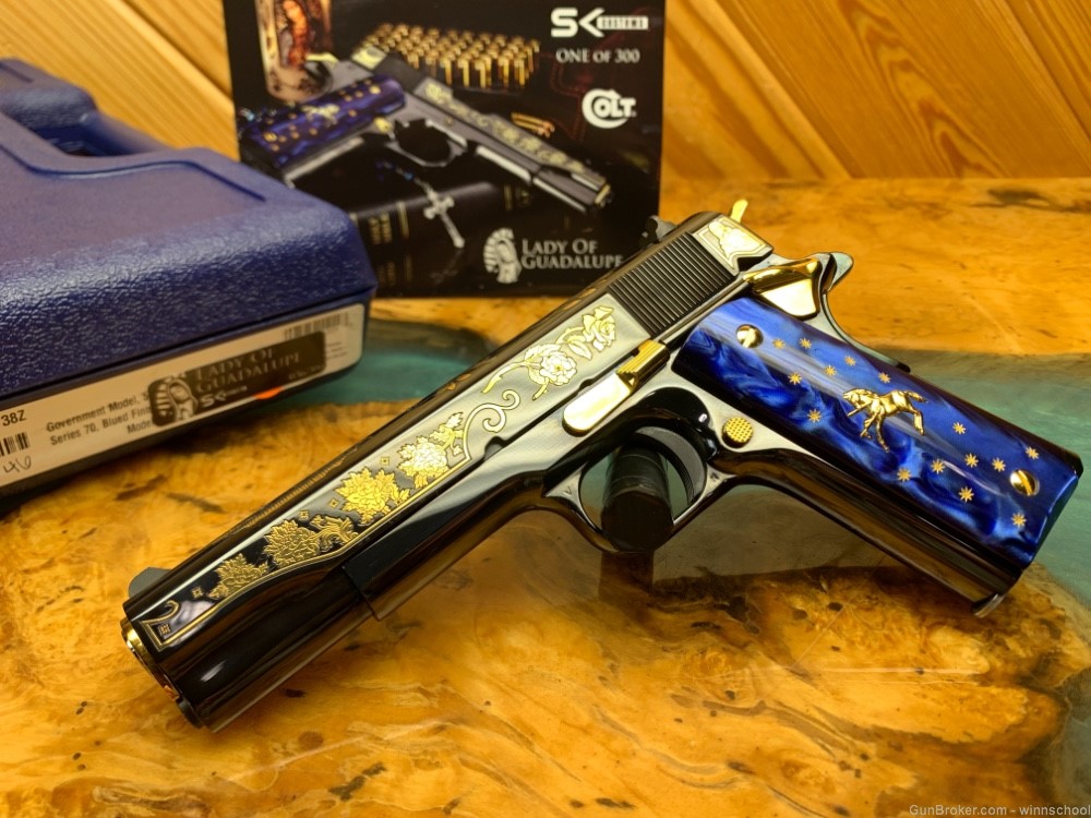 NEW ! 36 OF 300 COLT 1911 LADY OF GUADALUPE .38 SUPER ENGRAVED 5" BARREL-img-2