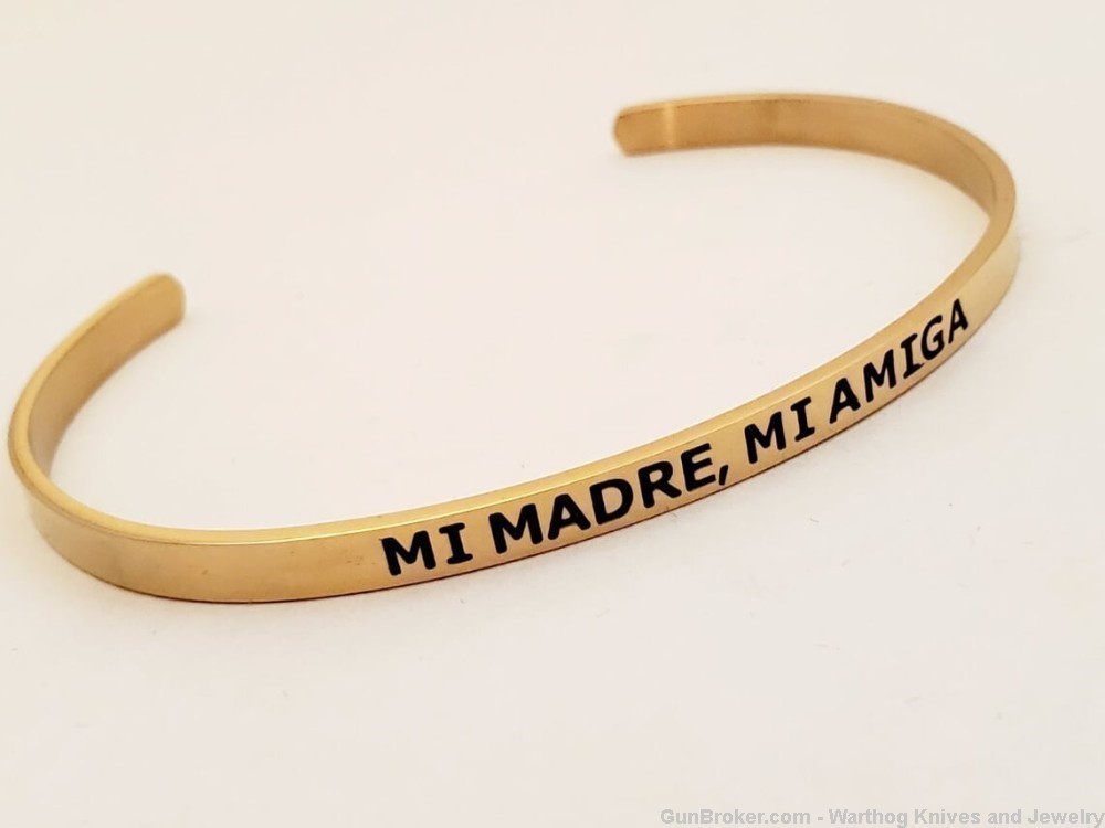 14K Gold Plated over Steel Bracelet engraved "Mi Madre, Mi Amiga". SB2G-img-0