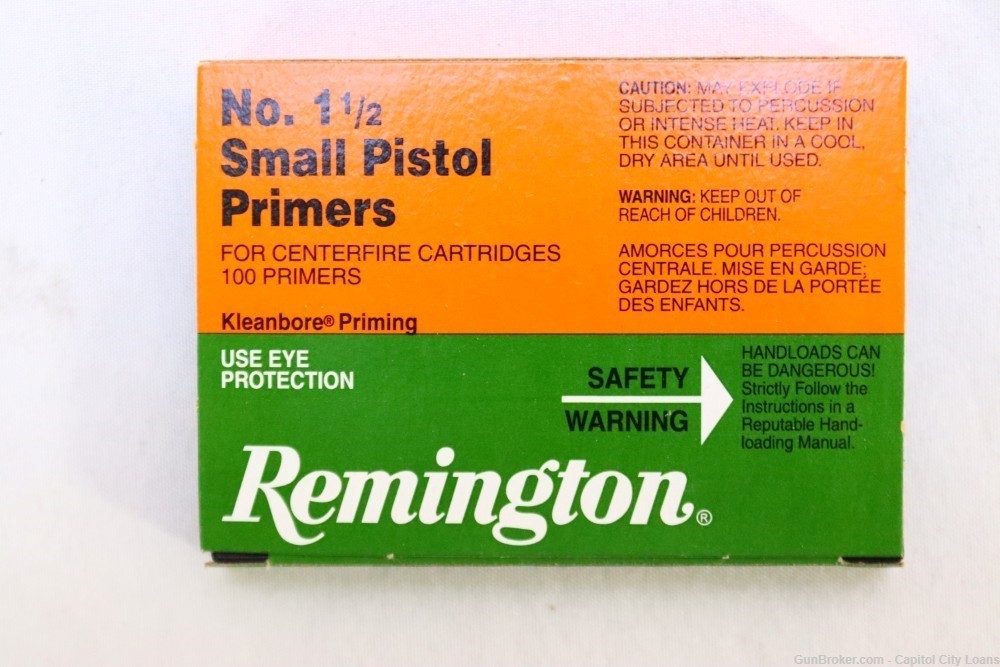 Remington No. 1 1/2 Small Pistol Primers - 10 boxes of 100 or 1000 count-img-1