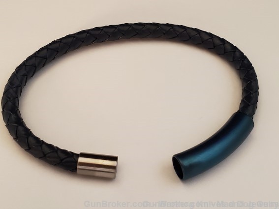 ITALGEM STEEL Men's Navy Leather & Steel Bracelet.8.5".  SLB196. *REDUCED*-img-3