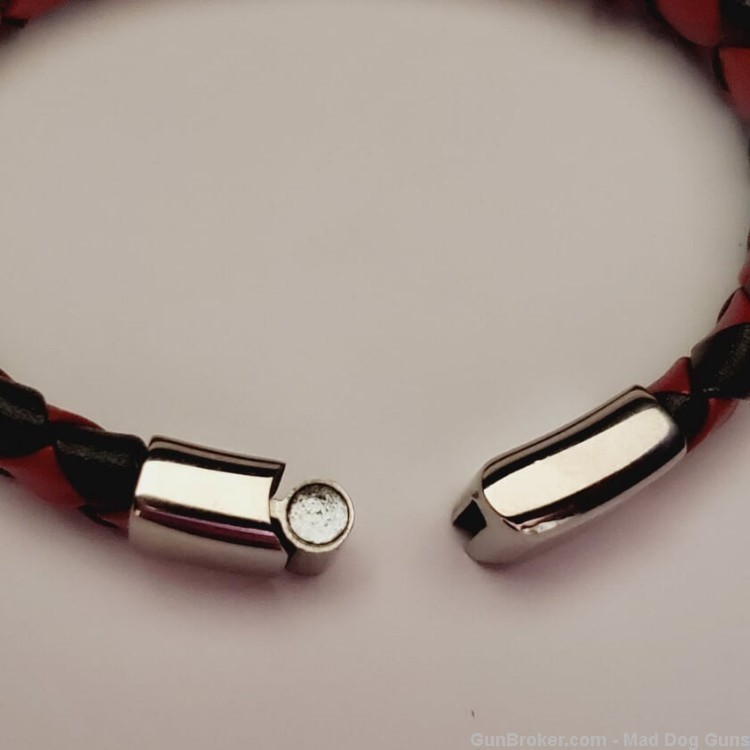 ITALGEM STEEL Men Blk/Red Leather Bracelet.Steel Clasp.8.25".SLB202*REDUCED-img-4