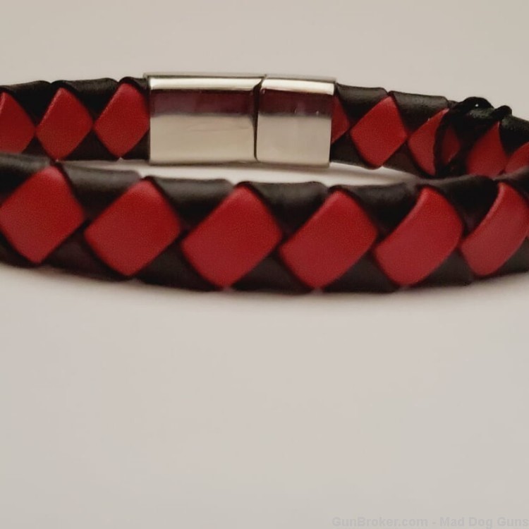 ITALGEM STEEL Men Blk/Red Leather Bracelet.Steel Clasp.8.25".SLB202*REDUCED-img-2
