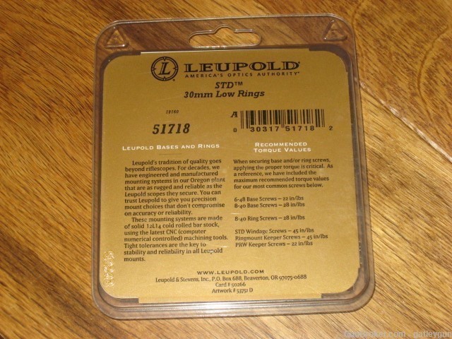 Leupold STD 30mm Low Rings,Matte Color-img-2