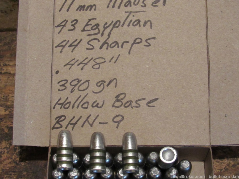 11mm Mauser 43 Egyptian 44 Sharps 390gn hollow base bullets-img-0