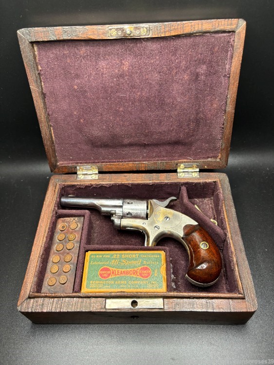Antique Colt Open Top Model Single Action Pocket Revolver with case-img-1