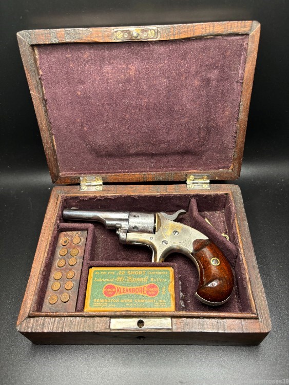 Antique Colt Open Top Model Single Action Pocket Revolver with case-img-2