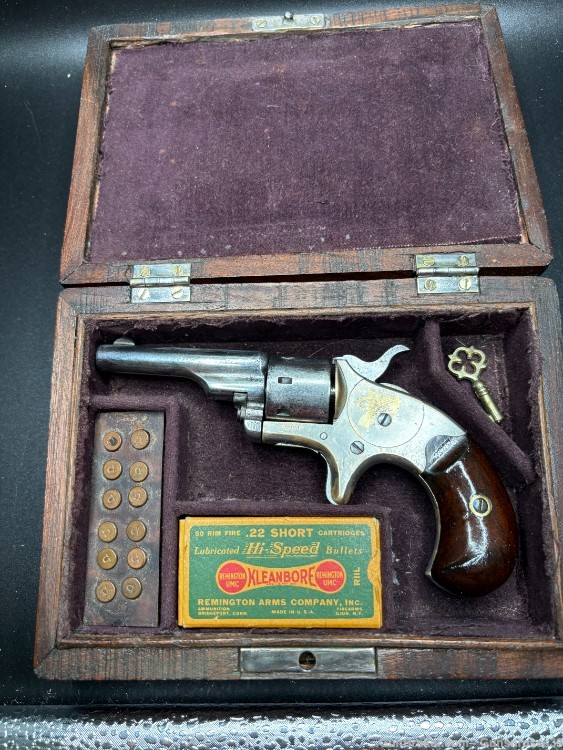 Antique Colt Open Top Model Single Action Pocket Revolver with case-img-0