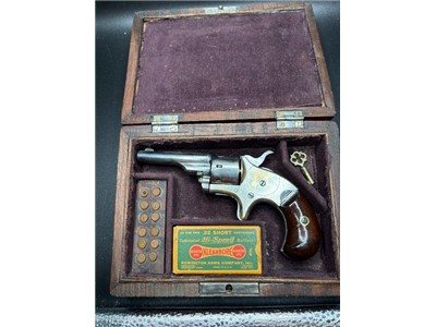 Antique Colt Open Top Model Single Action Pocket Revolver with case