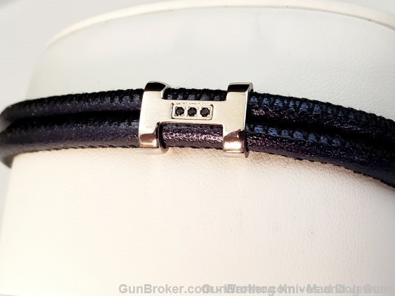 ITALGEM STEEL Mens Navy Leather/Steel/CZ Bracelet.  8". SLB213. *REDUCED*-img-1