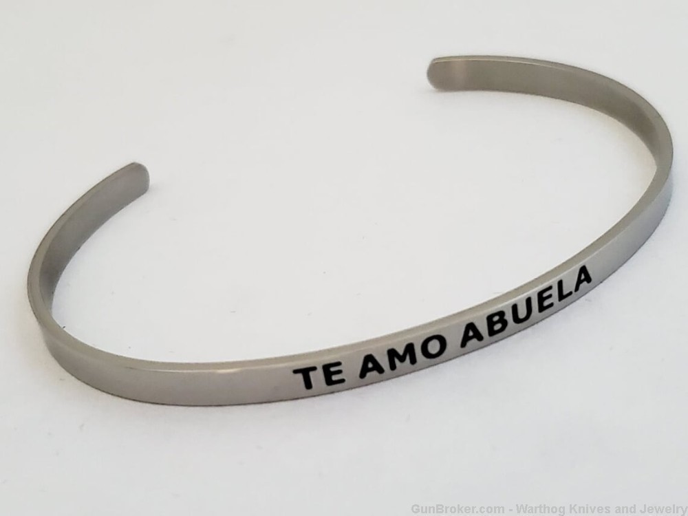 Stainless Steel Cuff Bracelet engraved "Te Amo Abuela". SB3S.-img-0