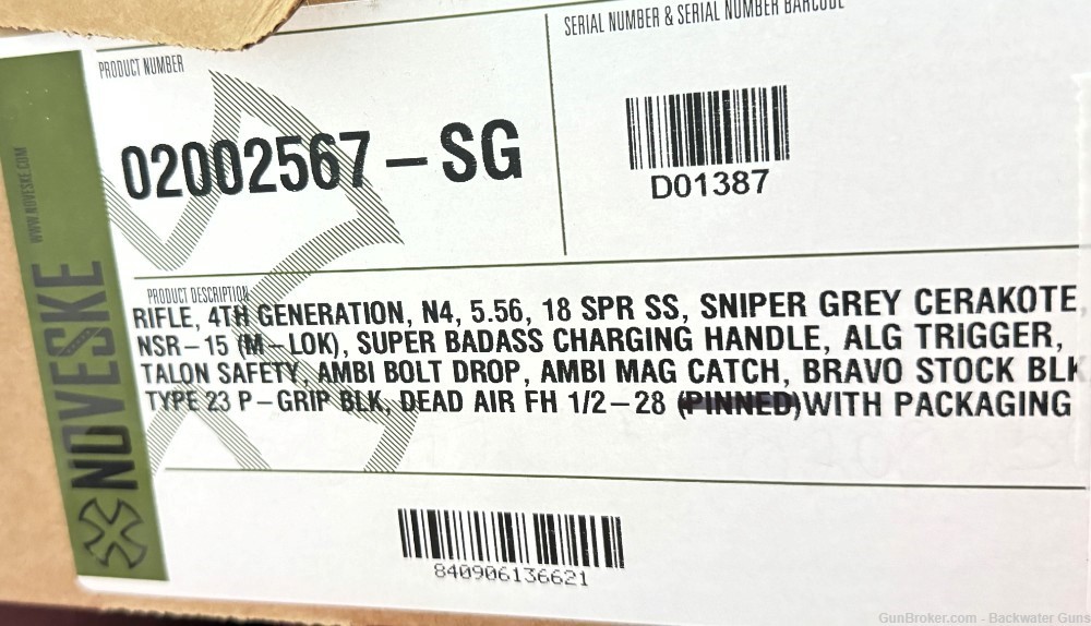 FACTORY NEW NOVESKE GEN4 N4 SPR 5.56 NATO 18 INCH RIFLE SNIPER GREY -img-6