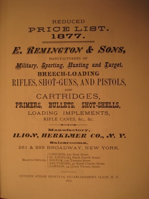 Remington Rifle Shotgun Revolver 1877 Prices Book-img-1