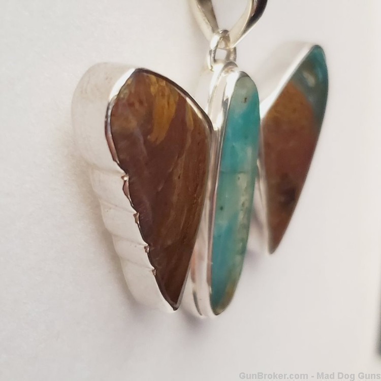 Medium Peruvian Opal Butterfly Pendant/925 Sterling Setting. 22" Chain.KI12-img-4