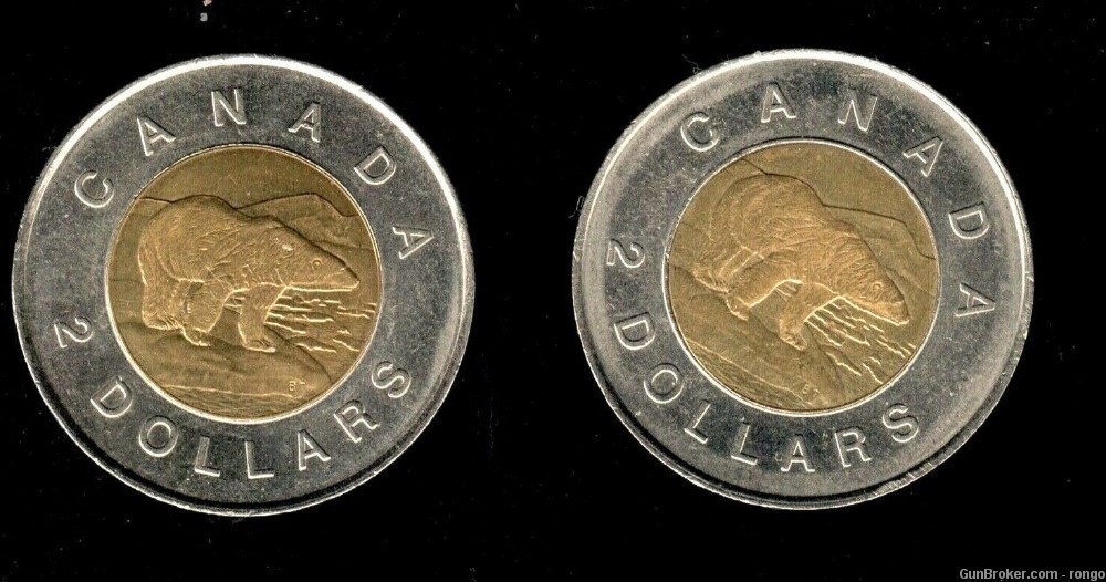 1996 Canada $2 Dollar Toonie Coin Historic 1st Year of Issue Polar Bear -img-0