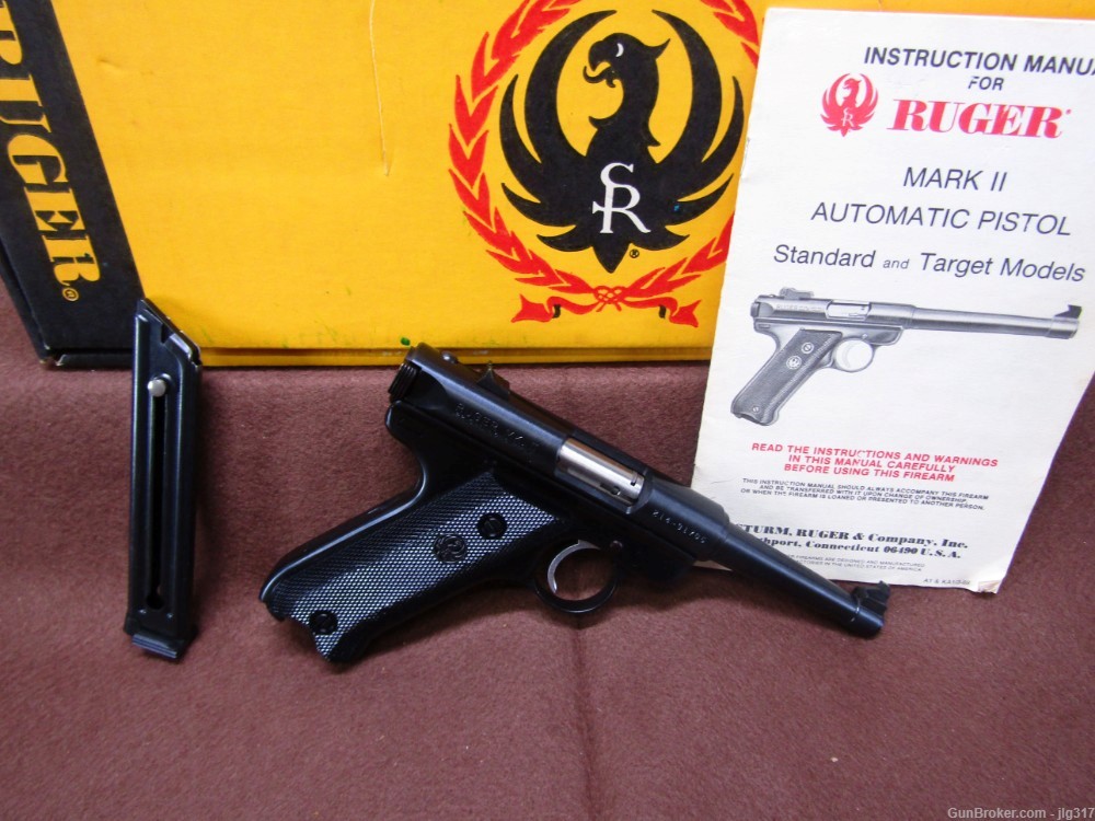 Ruger Mark II 22 LR Semi Auto Pistol Thumb Safety 10 RD Mag Made in 1989 -img-0