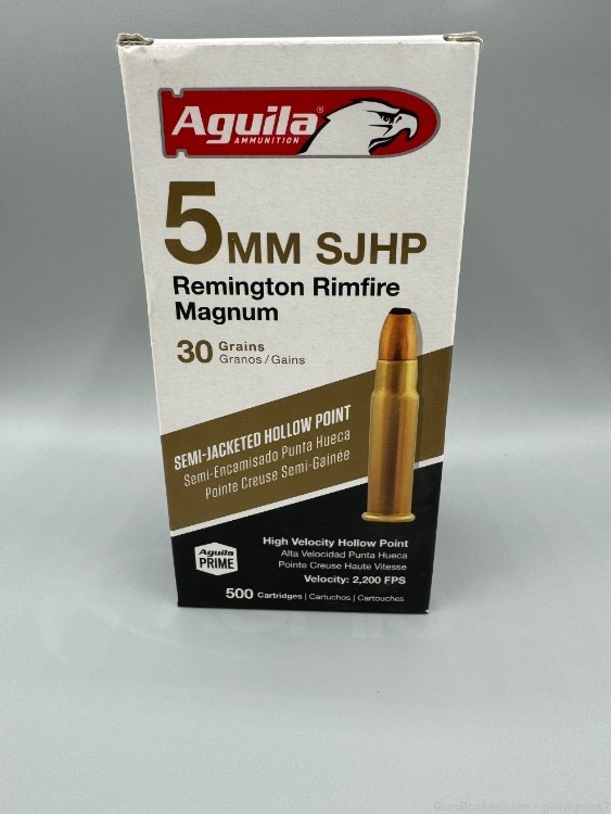 Aguila 5mm Rem Mag 30gr SJHP 500rds Rimfire-img-0