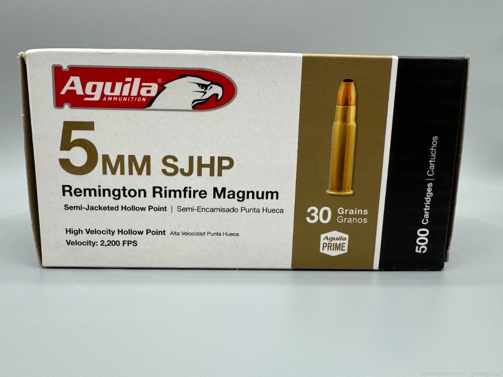Aguila 5mm Rem Mag 30gr SJHP 500rds Rimfire-img-1