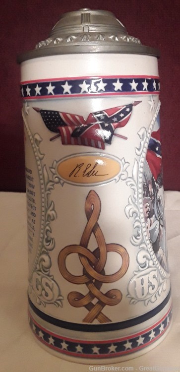 Longton Crown Robert E Lee Stoneware Lidded Beer Stein Limited Edition-img-2